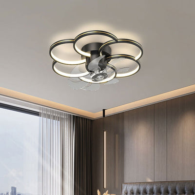 Modern Luxury Flower Petal Design LED Flush Mount Ceiling Fan Light