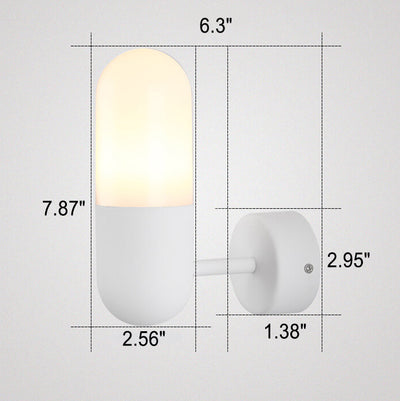 Modern Minimalist Round Column Aluminum Acrylic 1-Light Wall Sconce Lamp