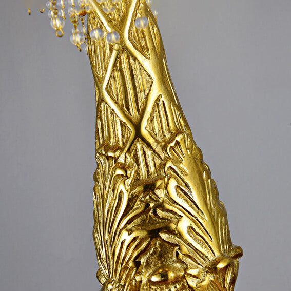 French Full Copper Crystal Tassel Design 1-Light Table Lamp