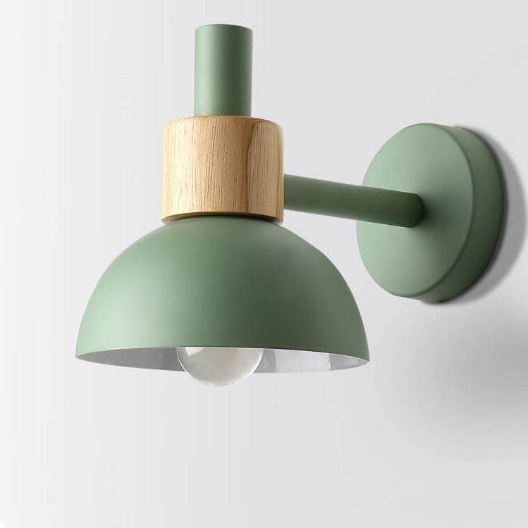 Moderne, klassische Macaron-Wandleuchte, einfarbig, Holz, Eisen, 1-flammig 