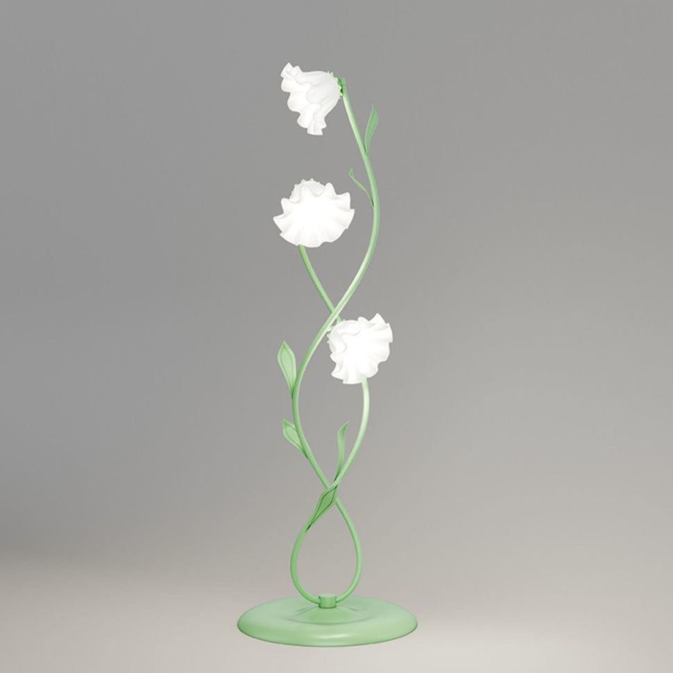 Zeitgenössische skandinavische florale Glasschirm-Twist-Ring-Branch-Halter 3-Licht Stehleuchte für Zuhause Büro 