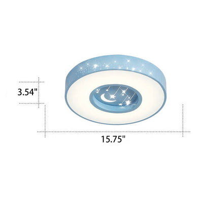 Moderne, minimalistische, runde LED-Deckenleuchte mit Sternenhimmel für Kinder