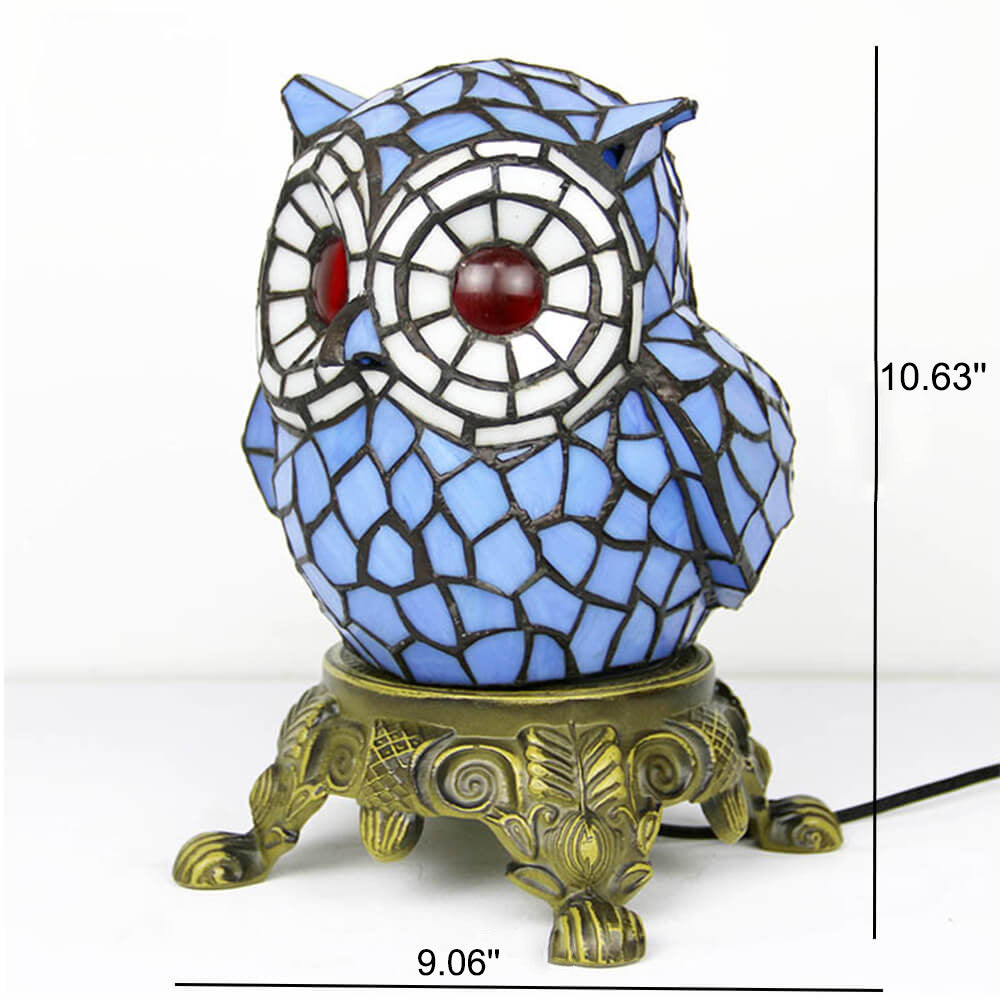Tiffany Kreative Eule Buntglas 1-Licht Tischlampe 