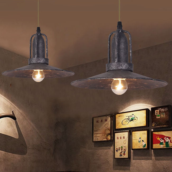 Contemporary Industrial Pot Lid Iron Antique 1-Light Pendant Light For Living Room