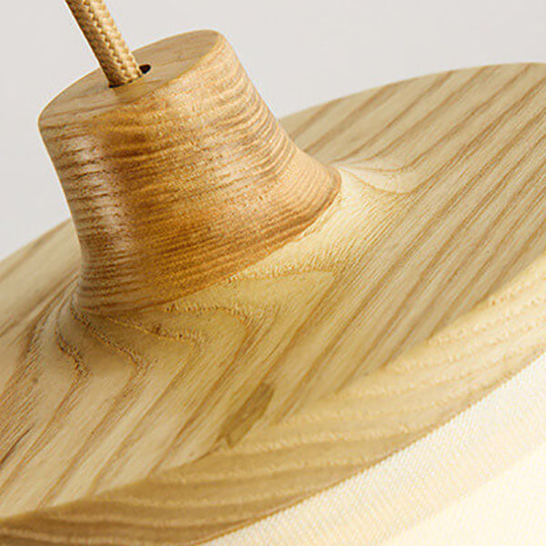 Nordic Minimalist Solid Wood Fabric Cone 1-Light Pendant Light