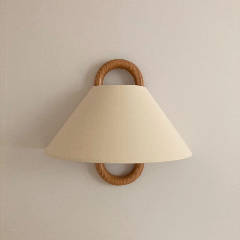 Applique murale moderne originale en bois massif plissé en demi-cercle à 1 lumière 
