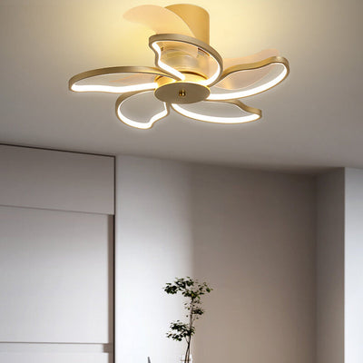 Nordic Minimalist Petal Shaped LED Semi-Flush Mount Ceiling Fan Light