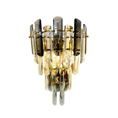 Modern Luxury Crystal Multi-Layer Column 1-Light Wall Sconce Lamp