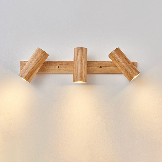 Japanese Minimalist Solid Wood Spotlight Track 1/3/4 Light Flush Mount Ceiling Light