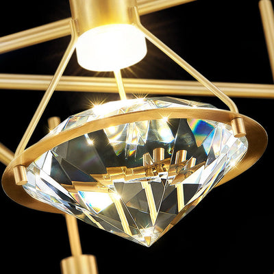 Modern Mid-Century Diamond Brass Crystal LED Wall Sconce Lamp For Living Room