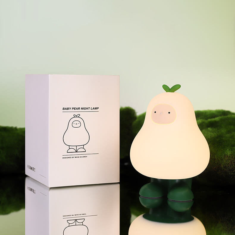Lampe de table LED USB en silicone poire dessin animé créatif moderne 