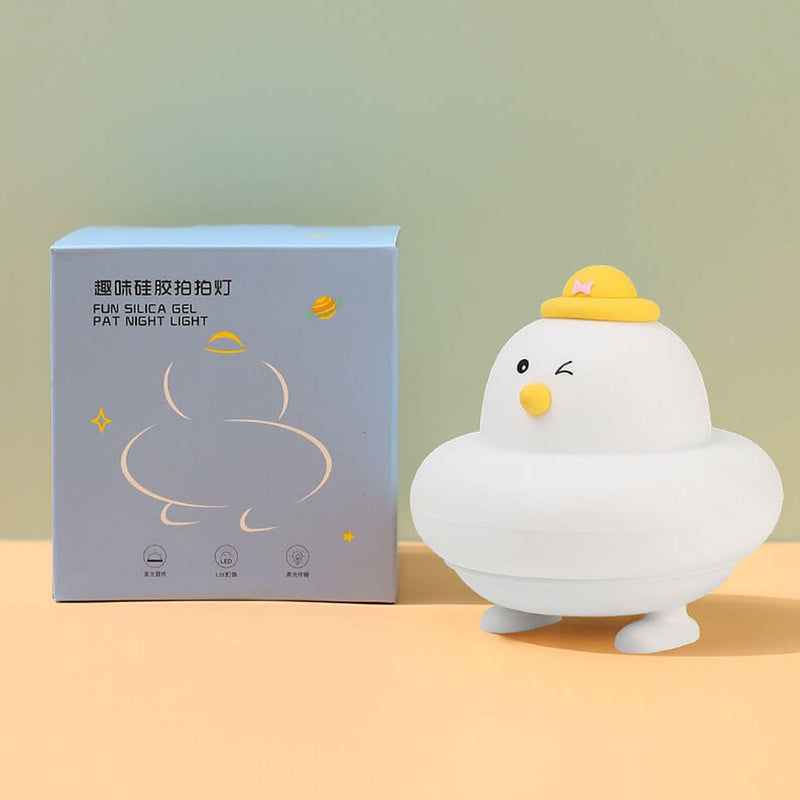 Lampe de table LED drôle en silicone Petit mignon poulet Pat veilleuse 