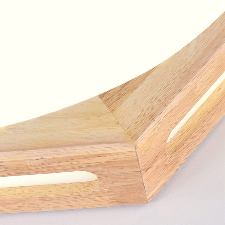 ضوء سقف LED مسطح بتصميم سداسي مجوف من الخشب المطاطي الأكريليك بنمط الشمال البسيط 