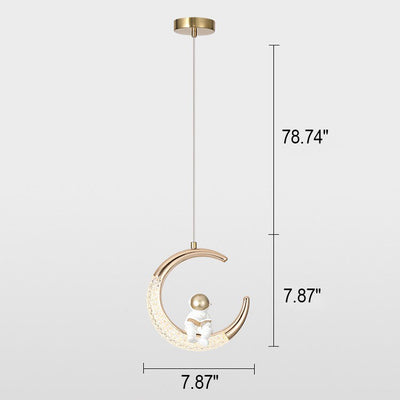 Modern Creative Astronaut Moon LED Kids Pendant Light