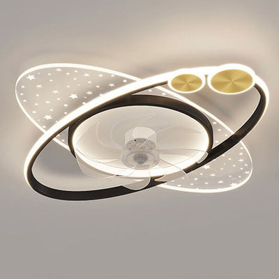 Modern Creative Planet Star Effect LED Flush Mount Ceiling Fan Light