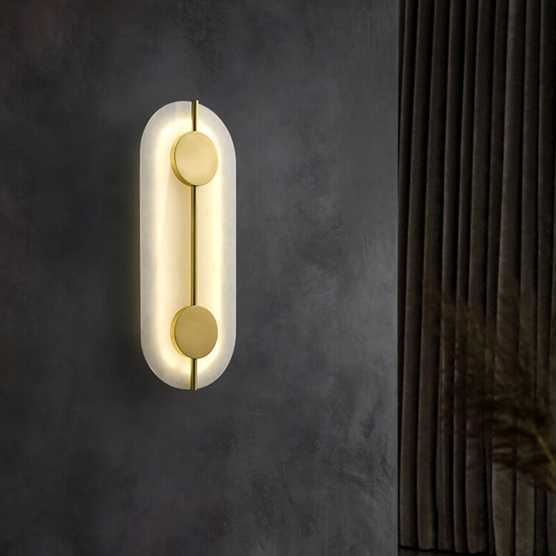 Modern Brass Lucite Circle LED Wall Sconce Lamp