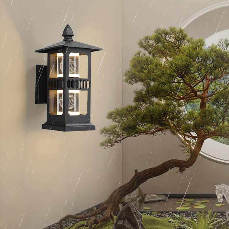 Traditional Chinese Zinc Alloy House Pagoda LED Waterproof Wall Sconce Lamp For Outdoor Patio