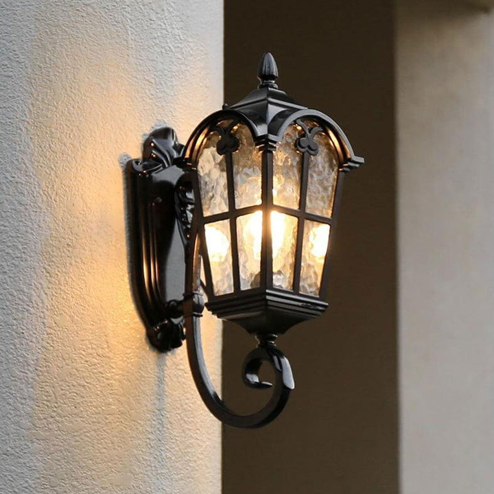 Lanterne murale étanche à 1 lumière en aluminium et verre rétro européen pour l&