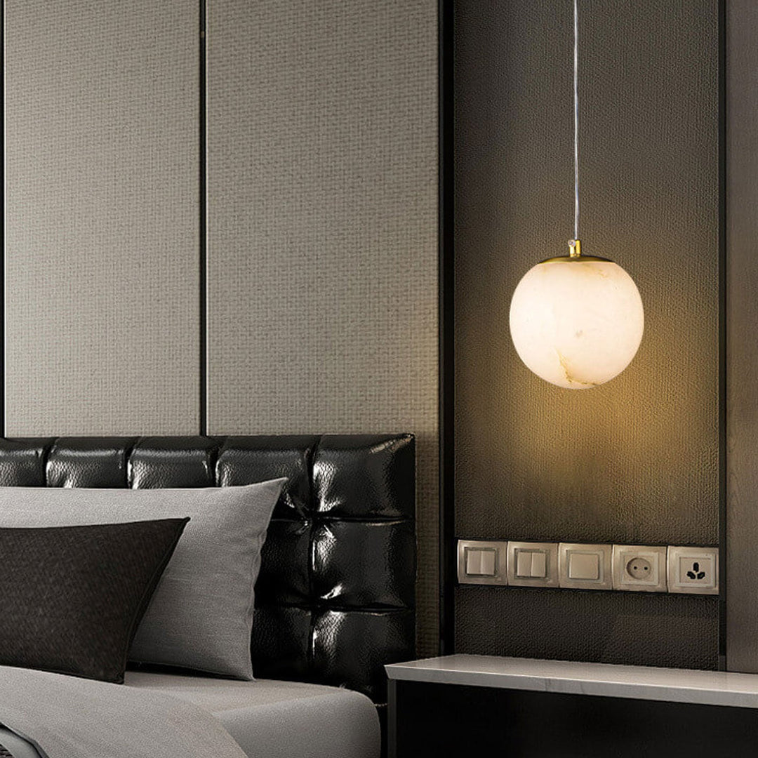 Moderner Luxus Runder Marmor Messing 1-Licht Pendelleuchte 