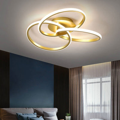 Nordic Light Luxury Ring Staggered Overlap Design LED Flush Mount Light