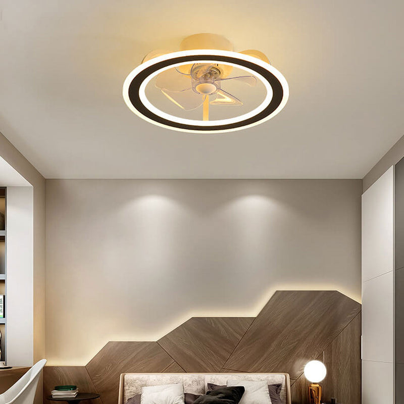 Nordic Creative Round LED Semi-Flush Mount Ceiling Fan Light