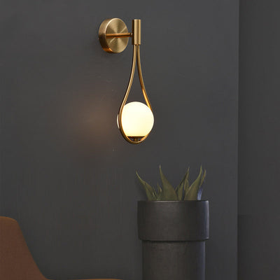 Modern Luxury Teardrop Round Ball Iron Glass 1-Light Wall Sconce Lamp