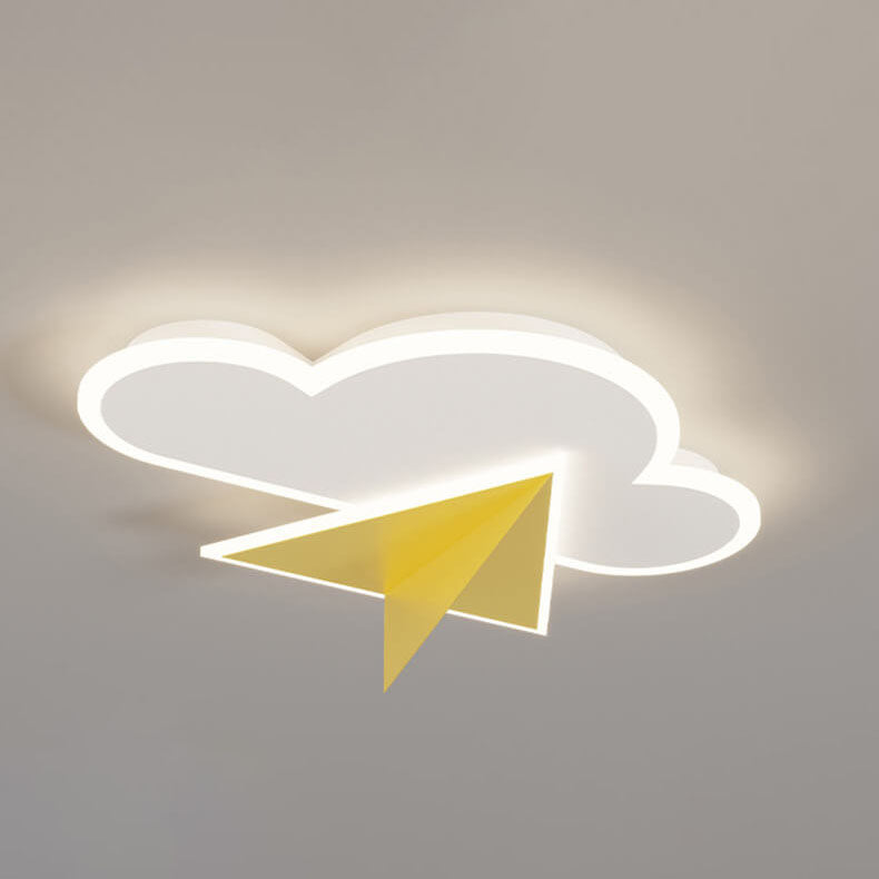 Creative Cartoon Clouds Airplane LED Kids Flush Mount Ceiling Light