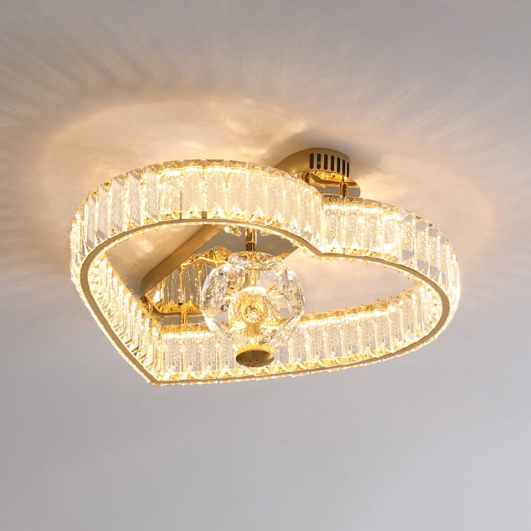 Modern Luxury Crystal Heart Symbol LED Semi-Flush Mount Ceiling Light