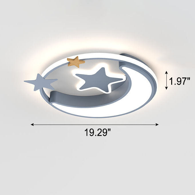 Creative Simplicity Star Moon Round LED Kids Flush Mount Ceiling Light