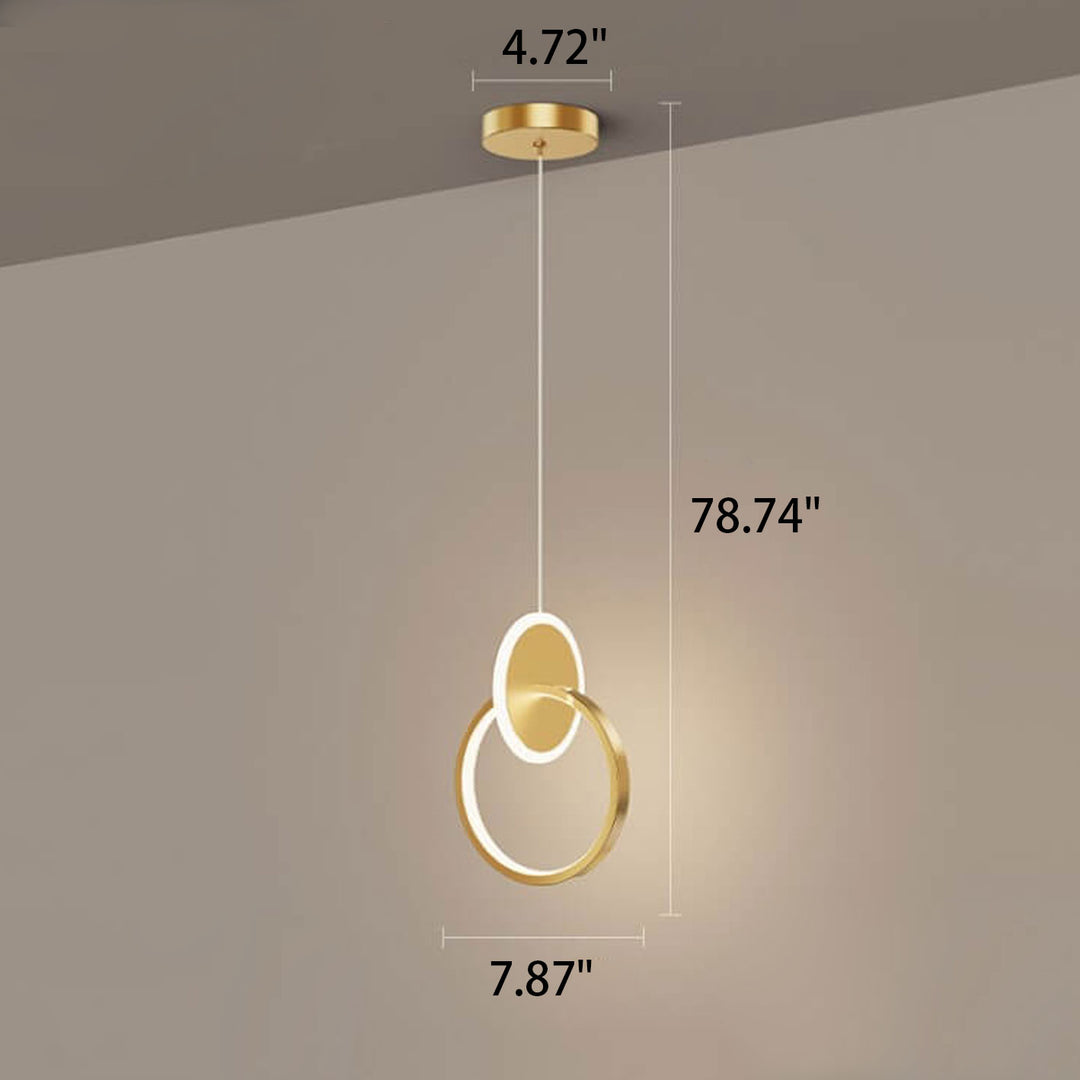Lámpara colgante LED de 1 luz de cobre minimalista moderna 