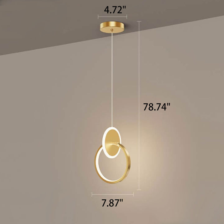 Lámpara colgante LED de 1 luz de cobre minimalista moderna 