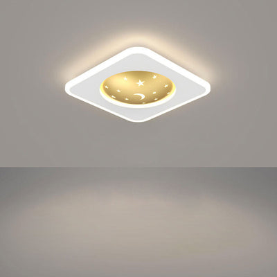 Nordic Minimalist Starry Sky Square Round Wrought Iron Aluminum LED Flush Mount Ceiling Light