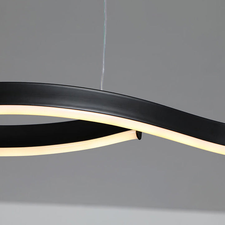 Lustre créatif à LED design moderne à lignes courbes pour îlot 