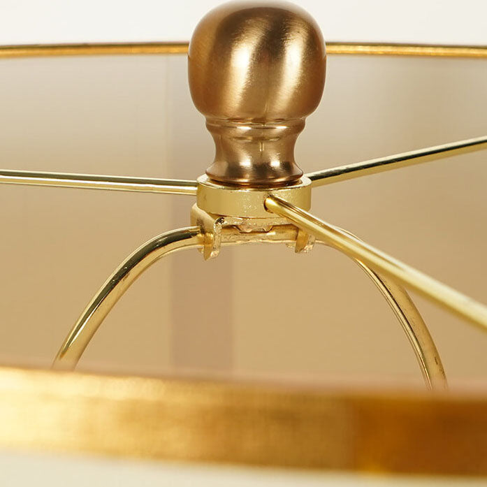 Lampe de table 1 lumière en tissu avec base en céramique rayée vintage européenne 