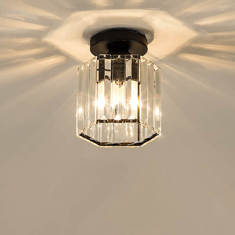 Moderne Luxus Rund Quadrat Trapez Hexagonal Eisen Kristall Glas 1-Licht Semi-Flush Mount Deckenleuchte 