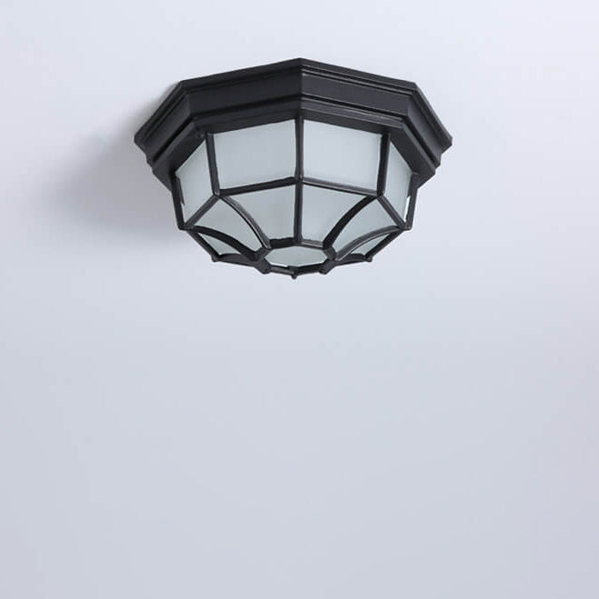 Vintage Industrial Aluminum Symmetrical Design 1-Light Flush Mount Light