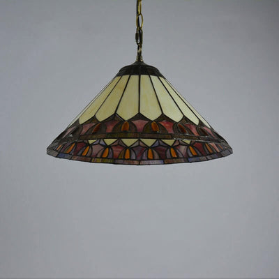 European Vintage Tiffany Glass Hardware 1-Light Pendant Light
