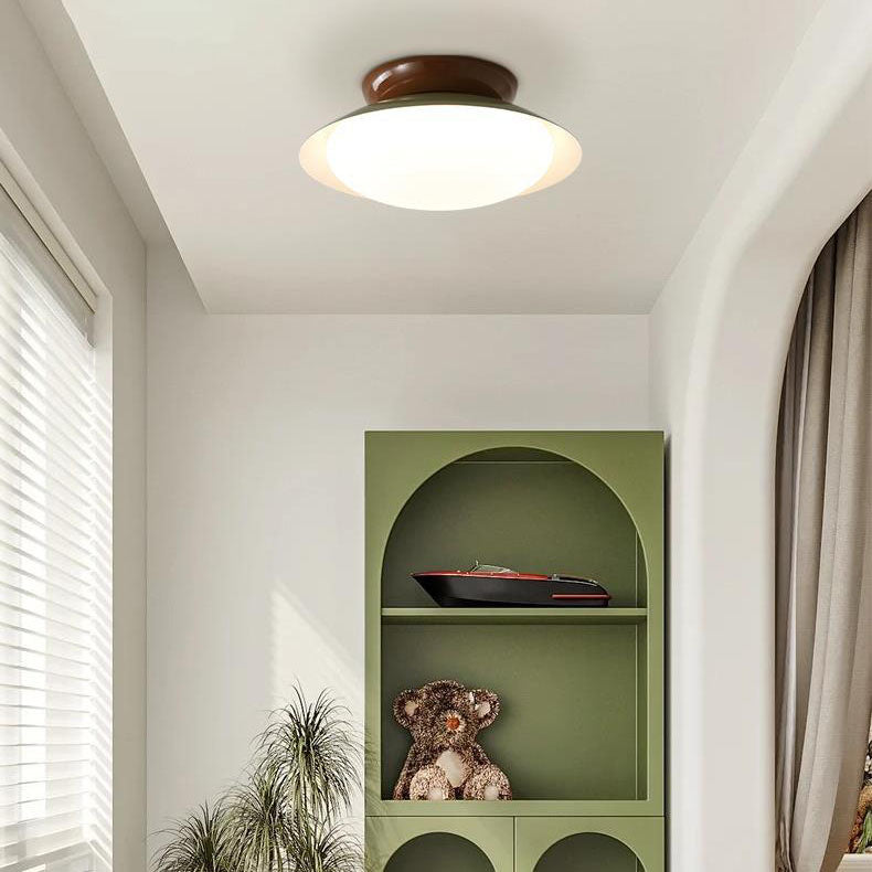 Modern Simplicity Round Hardware PE LED Semi-Flush Mount Ceiling Light For Bedroom