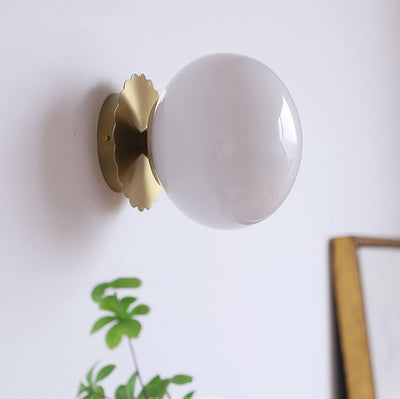 Modern Vintage Minimalist Iron Glass Round Head 1-Light Wall Sconce Lamp