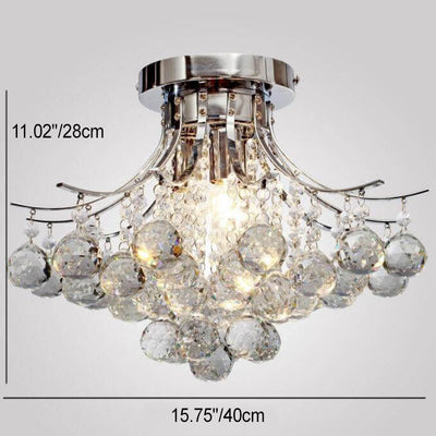 French Vintage Crystal Ball String 1-Light Semi-Flush Mount Ceiling Light