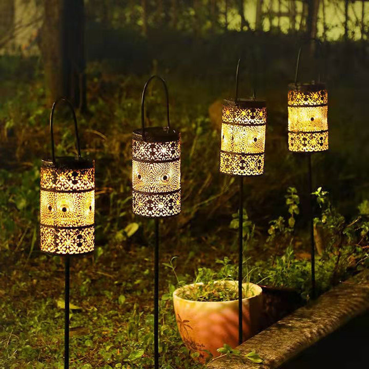 Solar wasserdichtes Hohlmuster-Design LED Außenboden-Steckleuchte 