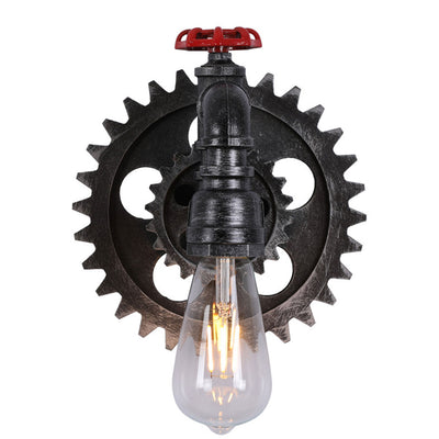 Industrial Creative Gear-shaped Wrought Iron 1/2-Light Wall Sconce Lamp