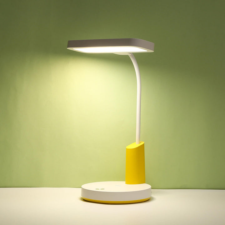 Modern Minimalist Plastic Long Shade Round Base Touch Charging LED Desk Lamp for Bedroom