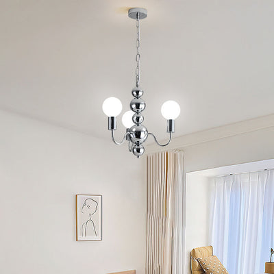 French Modern Minimalist Round Ball Iron Glass 3/5/8 Light Chandelier