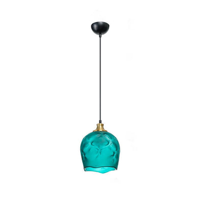 Nordic Minimalist Blue Glass Shade 1-Light Pendant Light