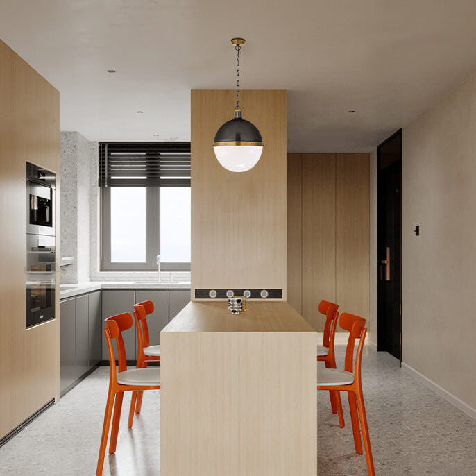 Nordic Minimalist Brass Glass Ball 1-Light Pendant Light