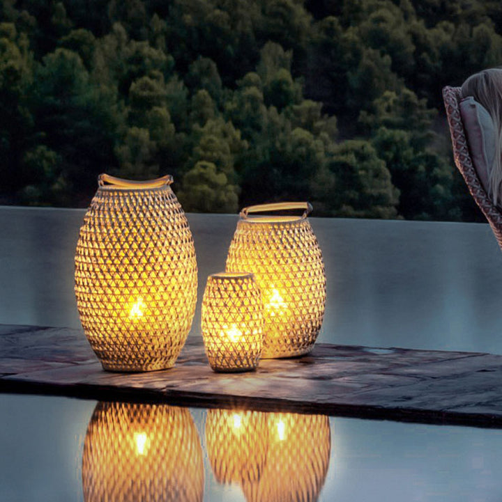 Outdoor Bamboo Weaving Portable Waterproof 1-Light Garden Landscape Light