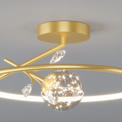 Modern Art Deco Iron Geometrical Ring Star LED Pendant Light For Living Room