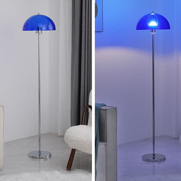 Lámpara de pie nórdica vintage de acrílico transparente con cúpula y 1 luz 