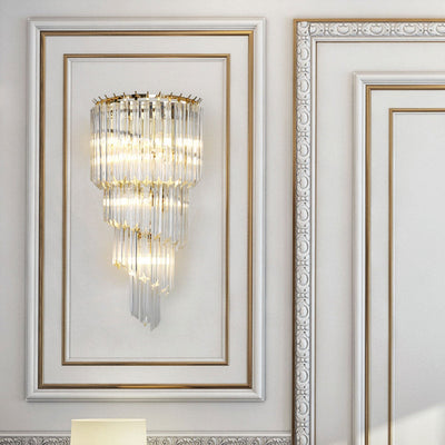 Modern Luxury Crystal Four Layers 5-Light Wall Sconce Lamp